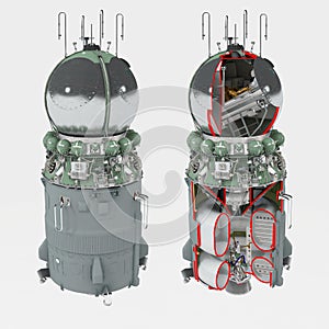 Spacecraft Vostok-1 cutaway isolated on white