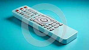 Spaced Out Remote Control On Blue Surface - Maya Rendered Precisionist Style photo