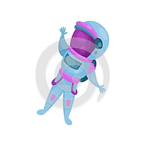 Spaceman character, astronaut flying in Space cartoon vector Illustration