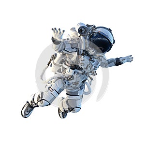 Astronaut on white. Mixed media photo