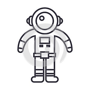 Spaceman vector line icon, sign, illustration on background, editable strokes