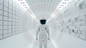 A spaceman in white room. Generative Ai