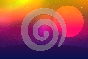 Deep space illustration with planet and stars