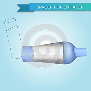 Spacer for inhaler in vector photo