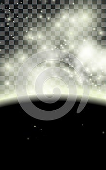 Spacescape with planet and stars on transparent background. Space banner design for flyer, poster, brochure, card cover photo