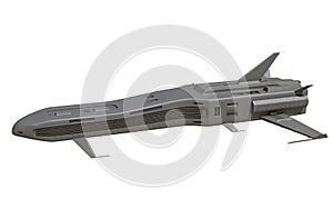 Spaceship 3D rendering on white background