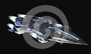 Spaceship aircraft for science fiction 3d rendering of alien spa