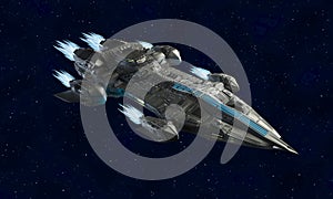 Spaceship aircraft for science fiction 3d rendering of alien spacecraft