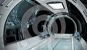 Spaceship bright interior 3D rendering