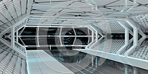 Spaceship bright interior 3D rendering