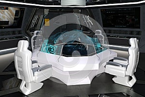 Spaceship control lab. 3D Rendering-Illustration