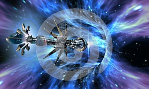 Spaceship entering a wormhole photo