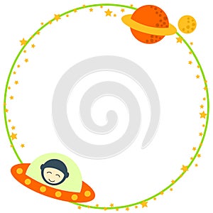 Spaceship Exploration Border Round Frame