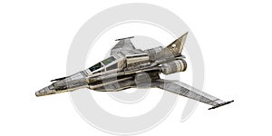 Spaceship fighter isolated on white background