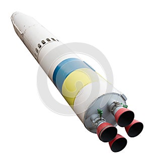Spaceship with four nozzles isolated on a white background.