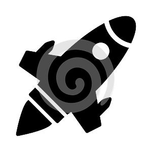 Spaceship glyph flat vector icon