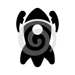 Spaceship glyph flat vector icon
