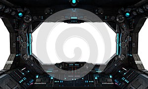 Spaceship grunge interior window isolated