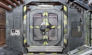 Spaceship hatch and corridor background