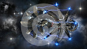 Spaceship in interstellar travel photo