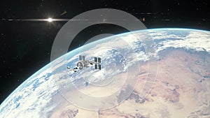 Spaceship Leaving Earth Orbit