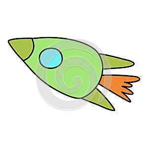 Spaceship rocket icon, startup, space, business concept, doodle style vector