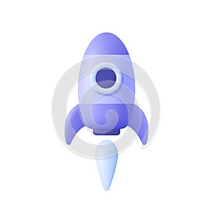 Spaceship rocket. Toy rocket upswing ,spewing smoke. Startup, space, business concept. photo