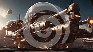 spaceship in space world steampunk international space station, a satellite that is the headquarters of a rebel faction photo