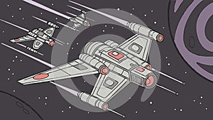 Spaceship taking off, rocket launch vector design Generative AI