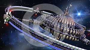 Spaceship wheel in interstellar travel photo