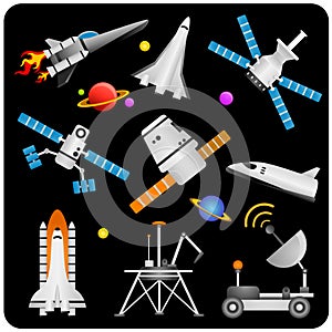 Spaceships and satellites vector photo