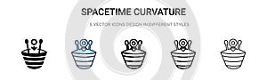 Spacetime curvature icon in filled, thin line, outline and stroke style. Vector illustration of two colored and black spacetime