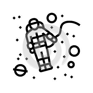 spacewalk space exploration line icon vector illustration