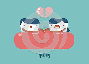 Spacing ,lover tooth dental concept