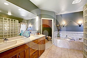 Spacious bathroom with whirlpool bath tub