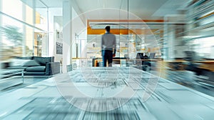 spacious blurred interior designer at work