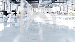 Modern Open Office Space Interior Workspace.