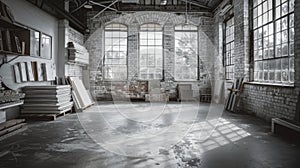 Spacious ceramics studio with empty kilns, large windows, and artistic atmosphere