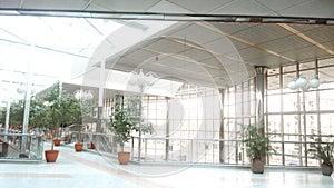 Spacious corridor in a modern office building.