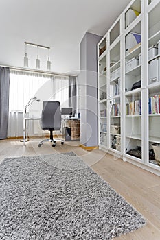 Spacious grey home office