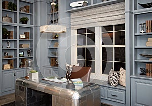 Spacious home office cabinets and desk photo