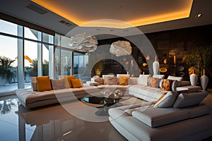 Spacious Interior living room. Generate Ai
