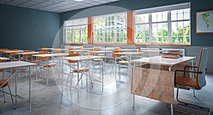 spacious interior of a modern schoolroom