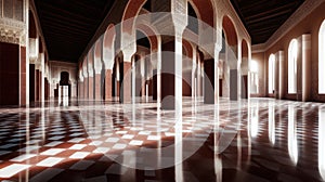Grand Mosque Interior, Sunlight Through Arches