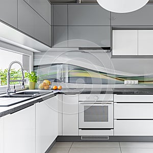 Spacious kitchen with window