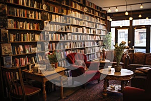 Spacious Library With Extensive Collection of Books and Furnishings