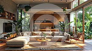 Spacious Living Room With Abundant Furniture and Large Windows