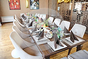 Spacious Long Table With Multiple Chairs for Gatherings