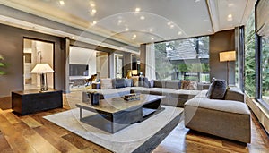 The spacious luxury living room in the Bellevue House