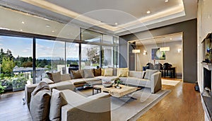 The spacious luxury living room in the Bellevue House